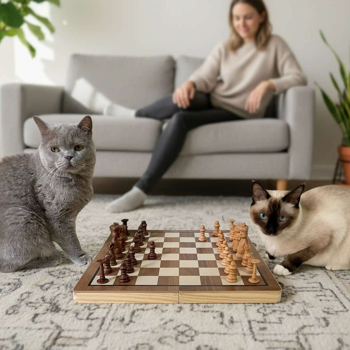 PawSwing® Catstle handgefertigtes Katzen-Schachgeschenk