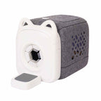 Graues PawSwing AutoComb Pro Pflegegerät mit Katzenohren-Design, perfekt für automatische Haustierpflege.
