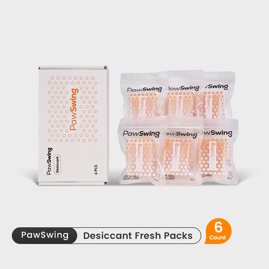 PawSwing® Trockenmittel-Nachfüllset für Katzensnacks im 6er-Pack, entwickelt für das smarte Futterspendersystem